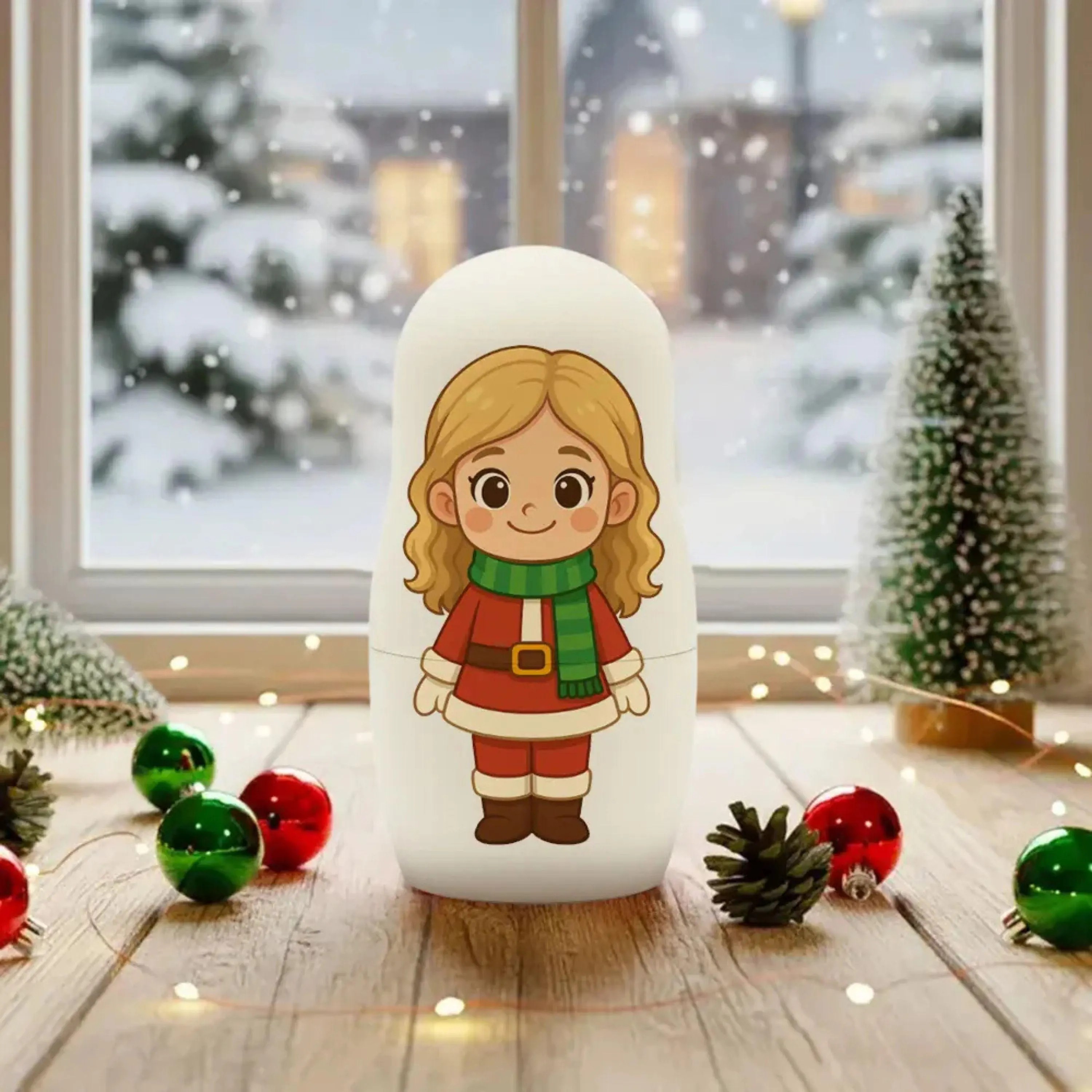 Personalized Portrait Cartoon Style Nesting Doll Best Christmas Gift for Family