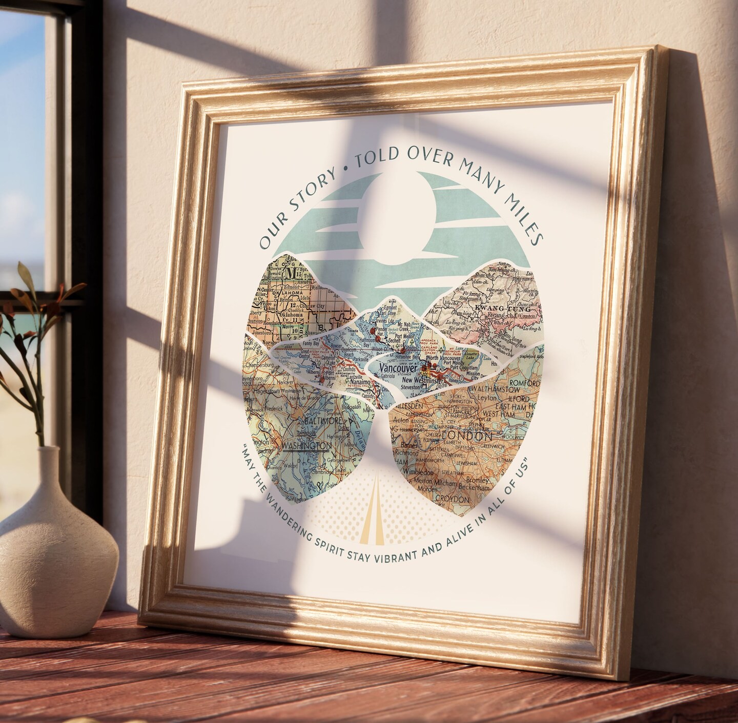 Custom Map Artwork Unique Mountain Peak Print For Engaged Couple