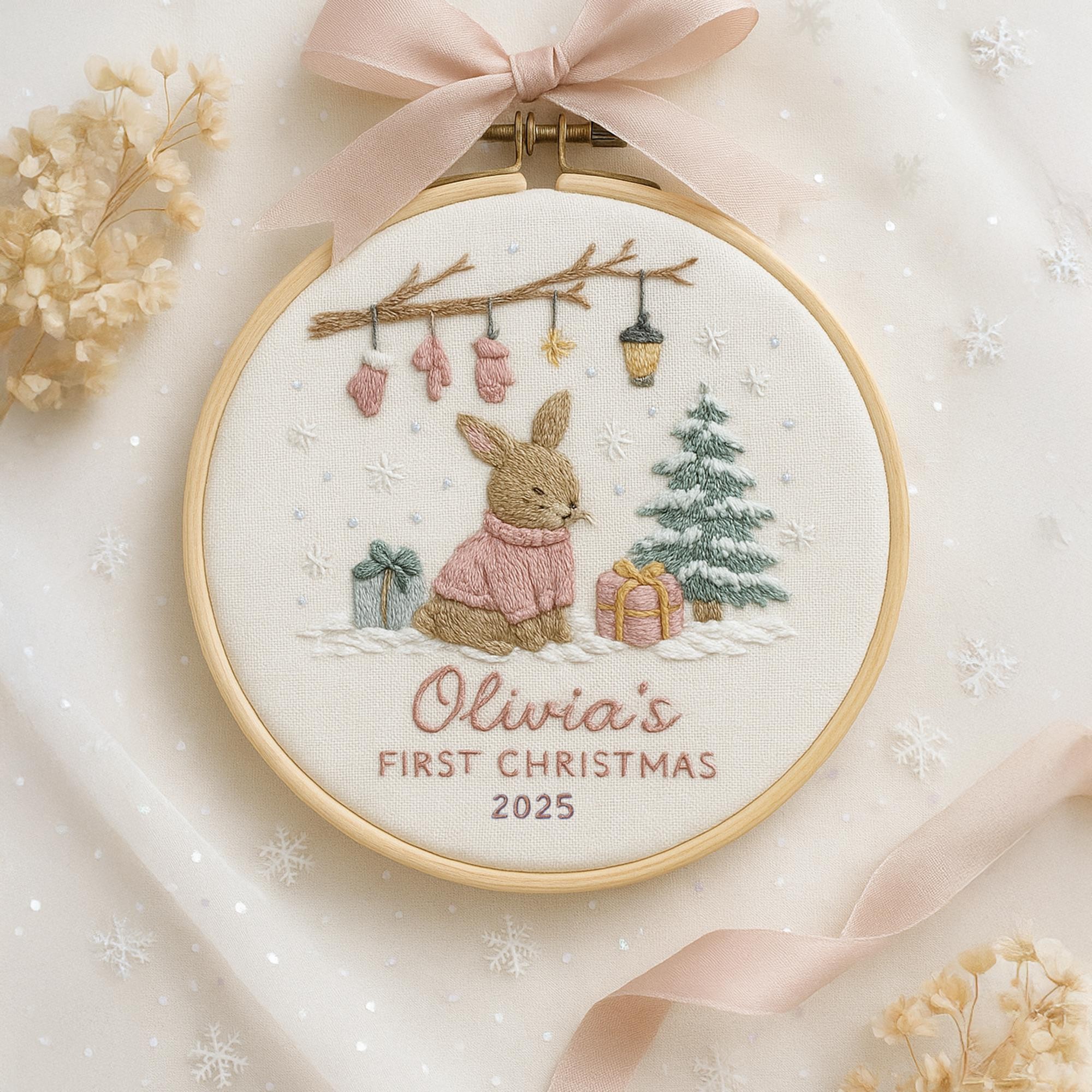 Personalized Embroidered Ornament Baby’s First Christmas Tree Decoration