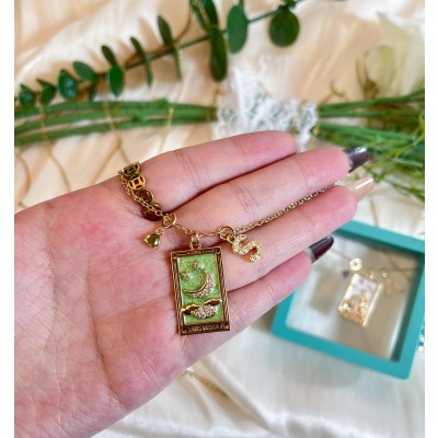 Personalized Tarot  Card Pendant Jewelry With Birthstone Charm Gift for Her