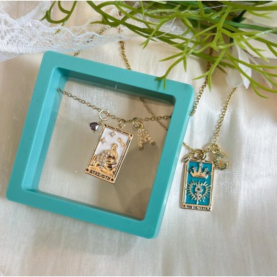 Personalized Tarot  Card Pendant Jewelry With Birthstone Charm Gift for Her