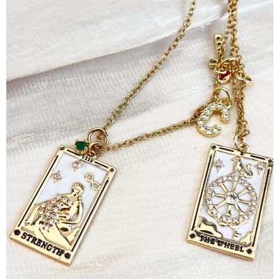 Personalized Tarot  Card Pendant Jewelry With Birthstone Charm Gift for Her