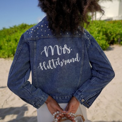 Personalized Embroidered Bride Denim Jacket Wedding Gift For Bride