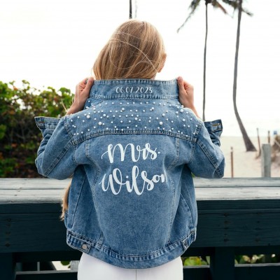 Personalized Embroidered Bride Denim Jacket Wedding Gift For Bride