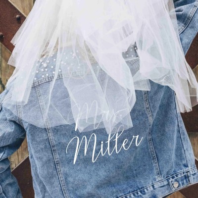 Personalized Embroidered Bride Denim Jacket Wedding Gift For Bride