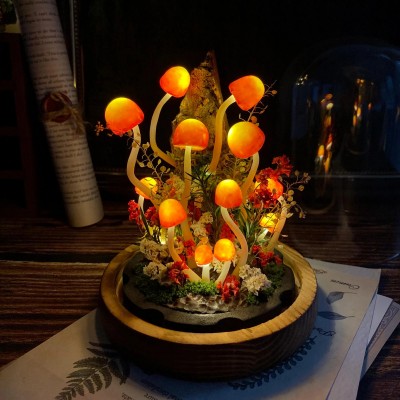 Enchanted Forest Mushroom Lamp Fantasy Crystal Nightlight Unique Home Decor