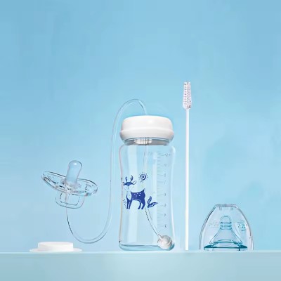 3-In-1 Multi-Functional Baby Bottle With Long Straw