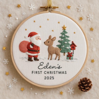 Personalized Embroidered Ornament Baby’s First Christmas Tree Decoration