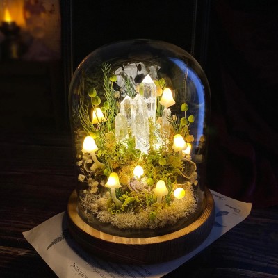 Enchanted Forest Mushroom Lamp Fantasy Crystal Nightlight Unique Home Decor