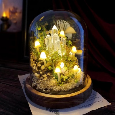Enchanted Forest Mushroom Lamp Fantasy Crystal Nightlight Unique Home Decor