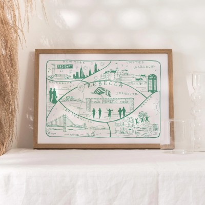 Personalised Hand Drawn Favourite Family Memories Print Gift For Couple