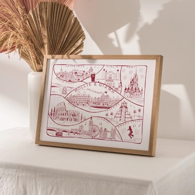 Personalised Hand Drawn Favourite Family Memories Print Gift For Couple