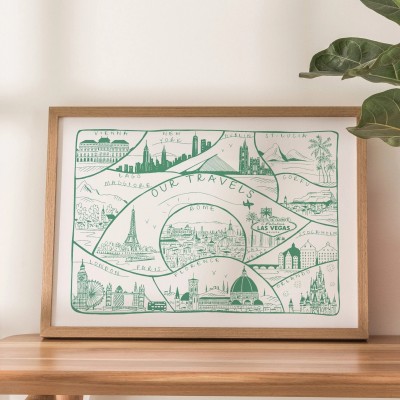 Personalised Hand Drawn Favourite Family Memories Print Gift For Couple