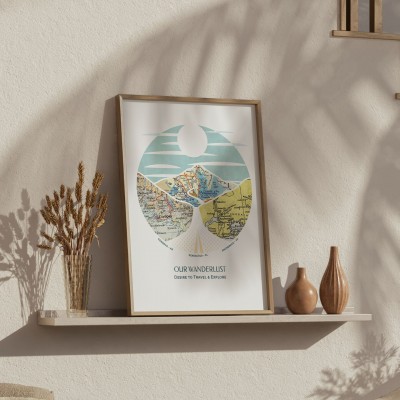 Custom Map Artwork Unique Mountain Peak Print For Engaged Couple