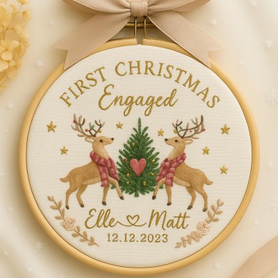 Personalized Family Christmas Tree Ornament Embroidered Name Hoop