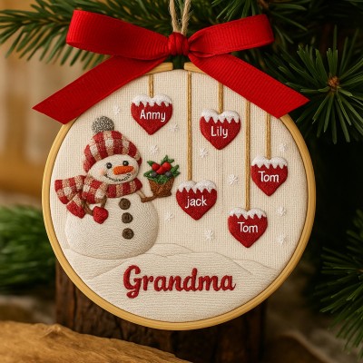Personalized Family Christmas Tree Ornament Embroidered Name Hoop