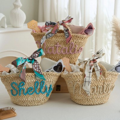 Customized Name Straw Beach Bag Summer Gifts For Beach Lovers