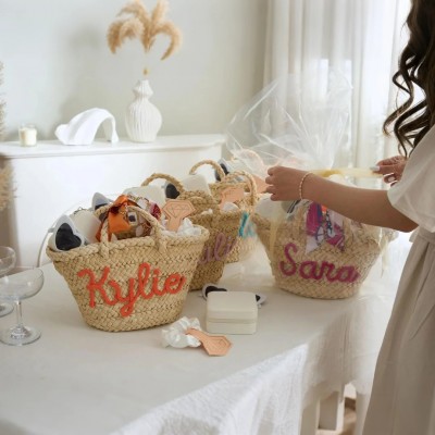 Customized Name Straw Beach Bag Summer Gifts For Beach Lovers