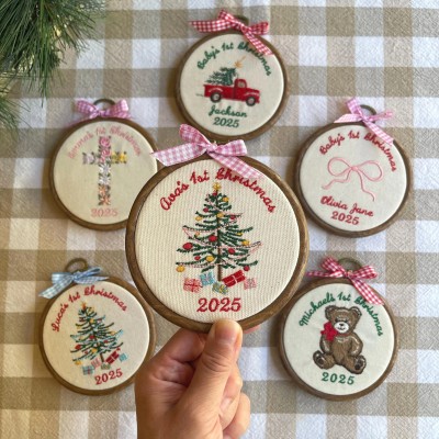 Personalized Embroidered Ornament Baby’s First Christmas Tree Decoration