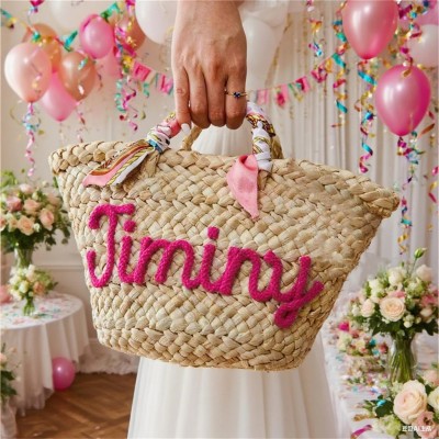 Customized Name Straw Beach Bag Summer Gifts For Beach Lovers