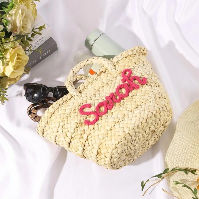 Customized Name Straw Beach Bag Summer Gifts For Beach Lovers