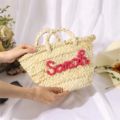 Customized Name Straw Beach Bag Summer Gifts For Beach Lovers